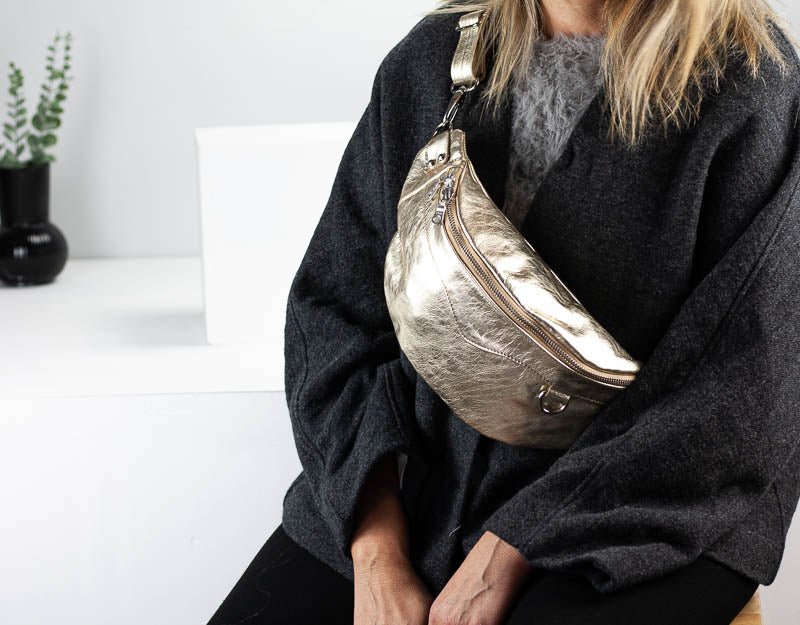 Haris fanny pack - Bronze, Gold or Silver coated leather - milloobags