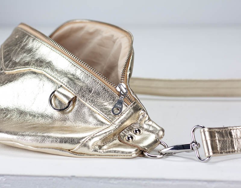 Haris fanny pack - Bronze, Gold or Silver coated leather - milloobags