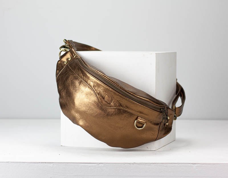 Haris fanny pack - Bronze, Gold or Silver coated leather - milloobags