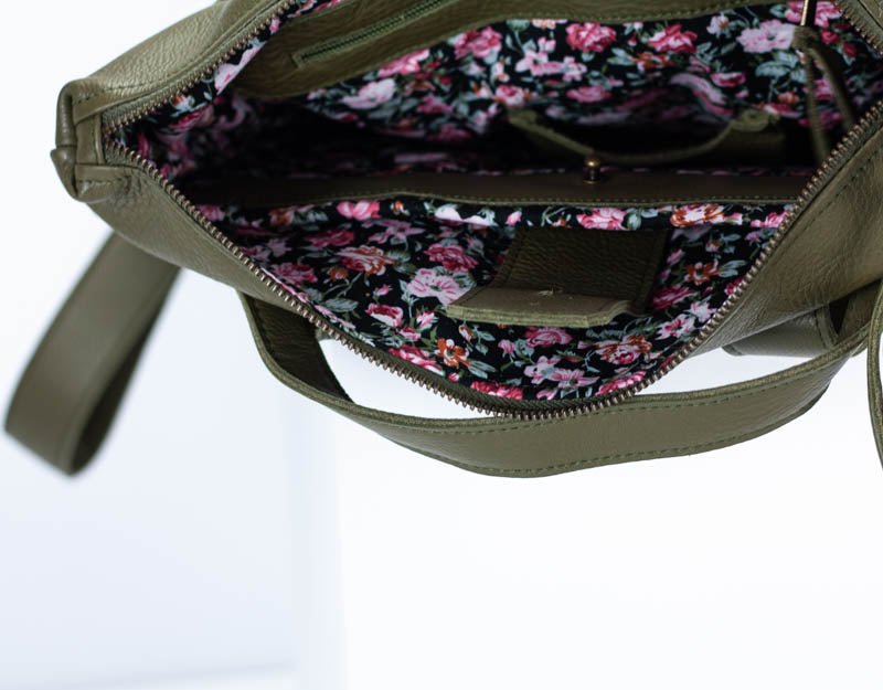 Minos backpack - Olive green pebbled leather - milloobags