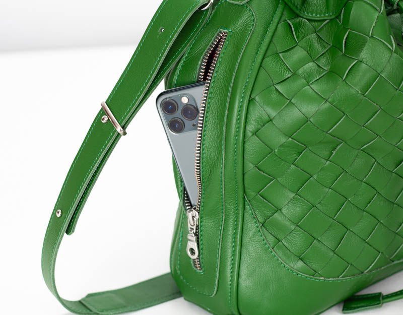 Danae bag - Grass green handwoven leather - milloobags