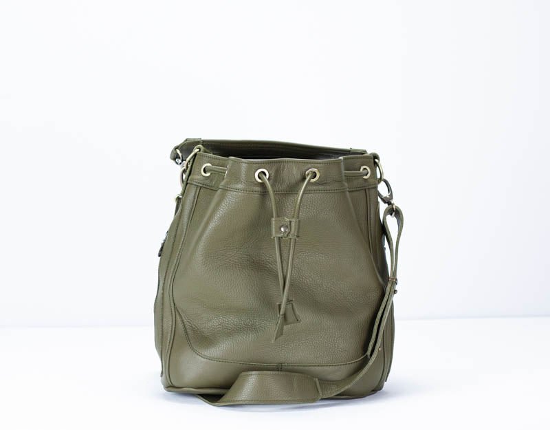 Danae bag - Olive green pebbled leather - milloobags