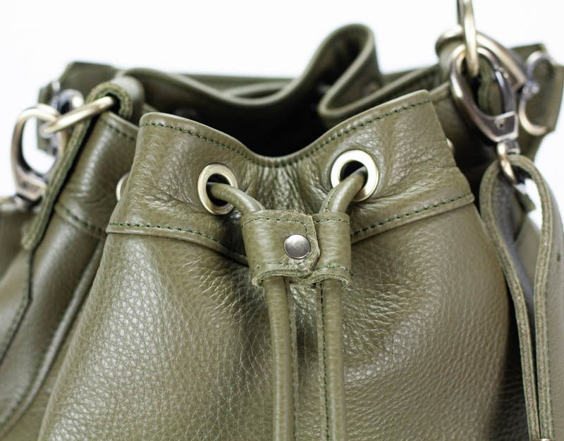 Danae bag - Olive green pebbled leather - milloobags
