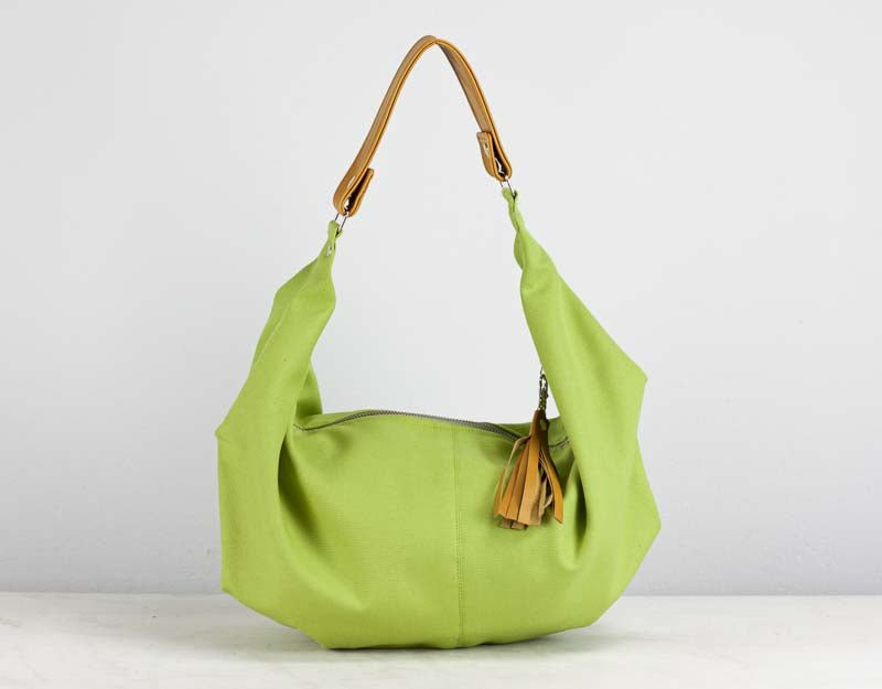 Green Leather Hobo Bag - Slouchy Leather Purse For Women