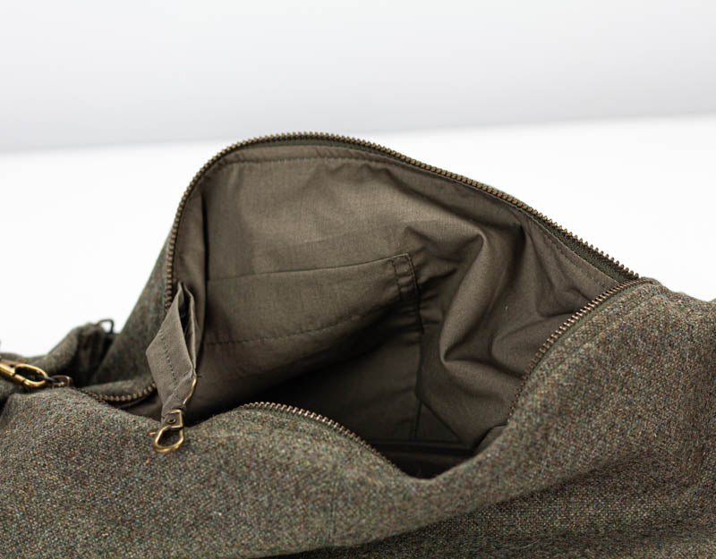Kallia mini bag - Green wool and green leather - milloobags