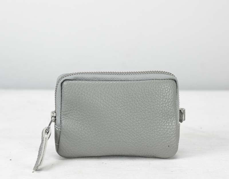Myrto wallet - Grey pebbled leather