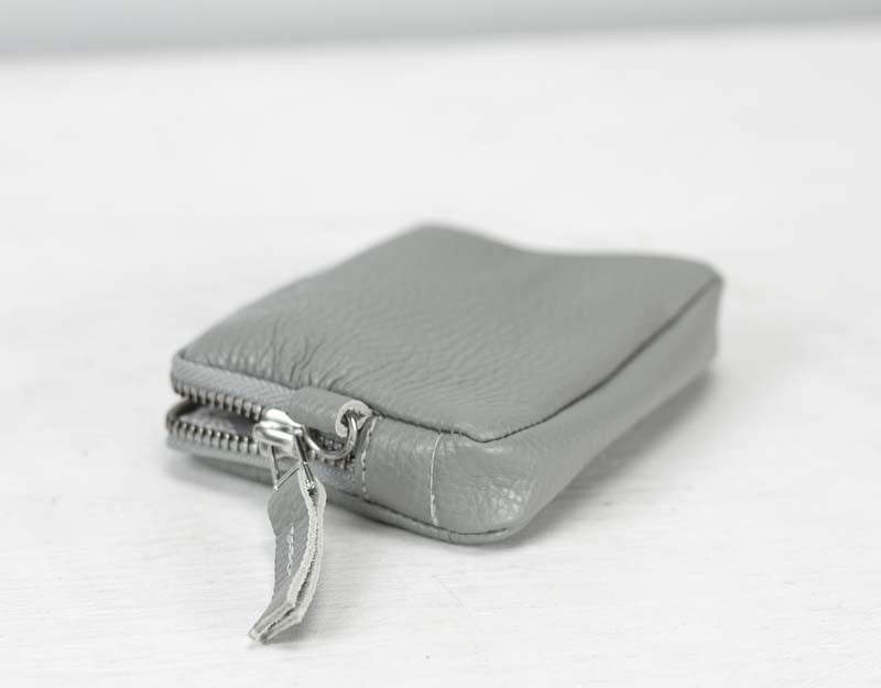 Myrto wallet - Grey pebbled leather