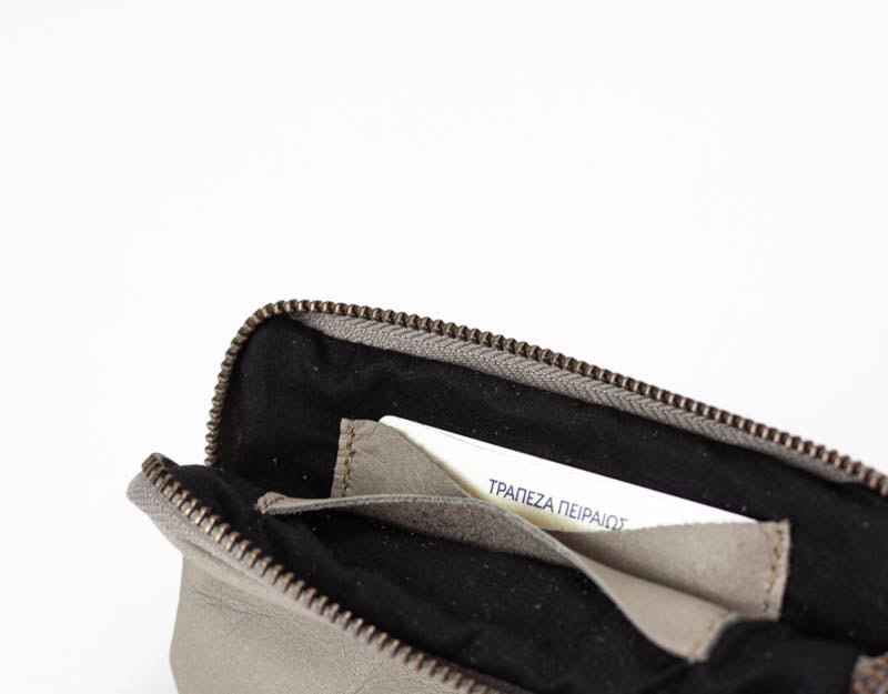 Antheia wallet - Light Grey leather - milloobags