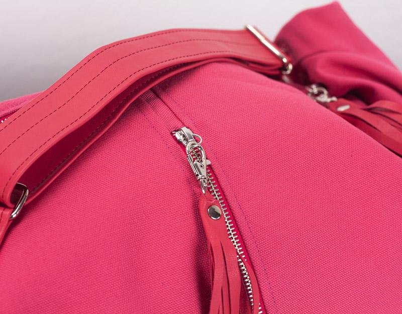 Kallia crossbody bag - Pink canvas and leather
