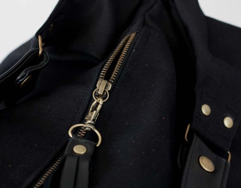 Kallia bag - Black canvas and black leather - milloobags