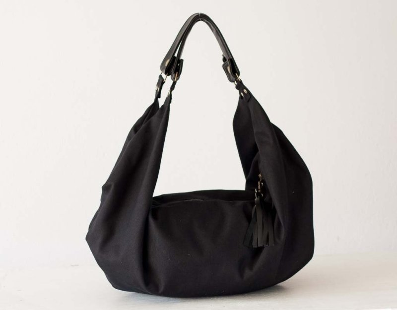 Kallia bag - Black canvas and black leather - milloobags