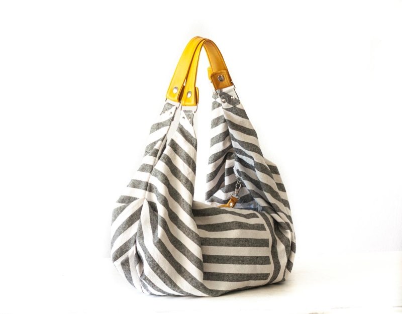 Kallia bag - Striped canvas and leather - milloobags