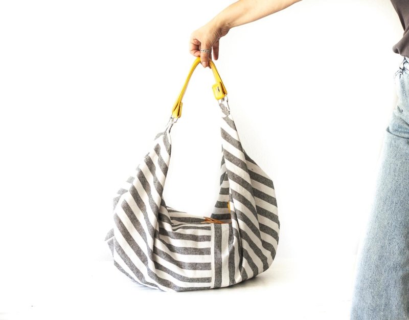 Kallia bag - Striped canvas and leather - milloobags