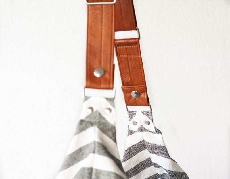 Kallia crossbody bag - Striped canvas and leather - milloobags