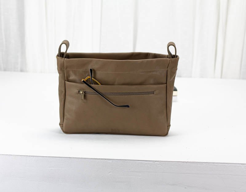 Purse Insert - Khaki Brown leather - milloobags