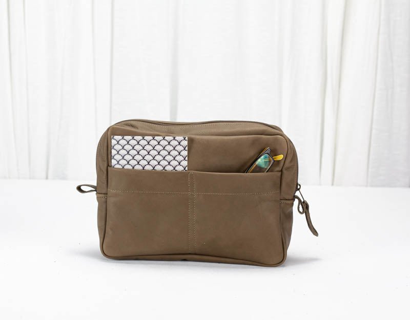 Ydra organizer - Khaki brown leather - milloobags