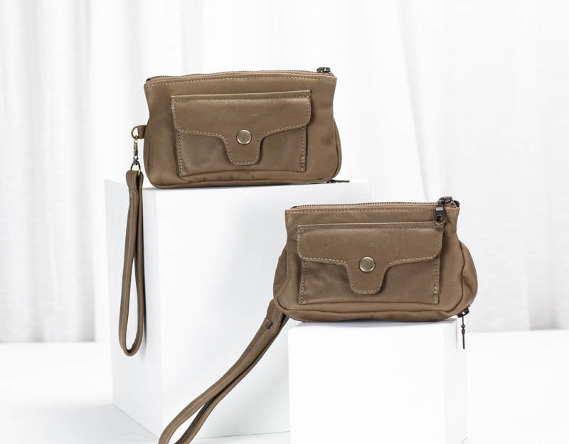 Thalia wallet - Khaki brown leather - milloobags