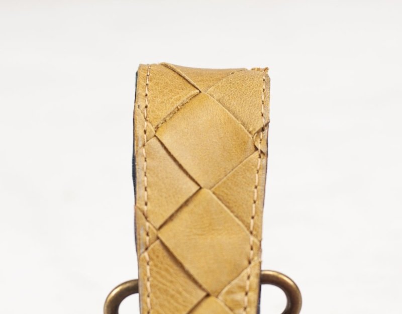 Milloo Leather Handwoven Keyring with Clip - Mustard Yellow Green