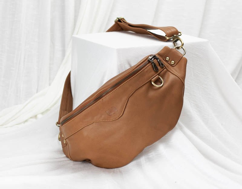 Haris fanny pack - Milk coffee brown leather - milloobags