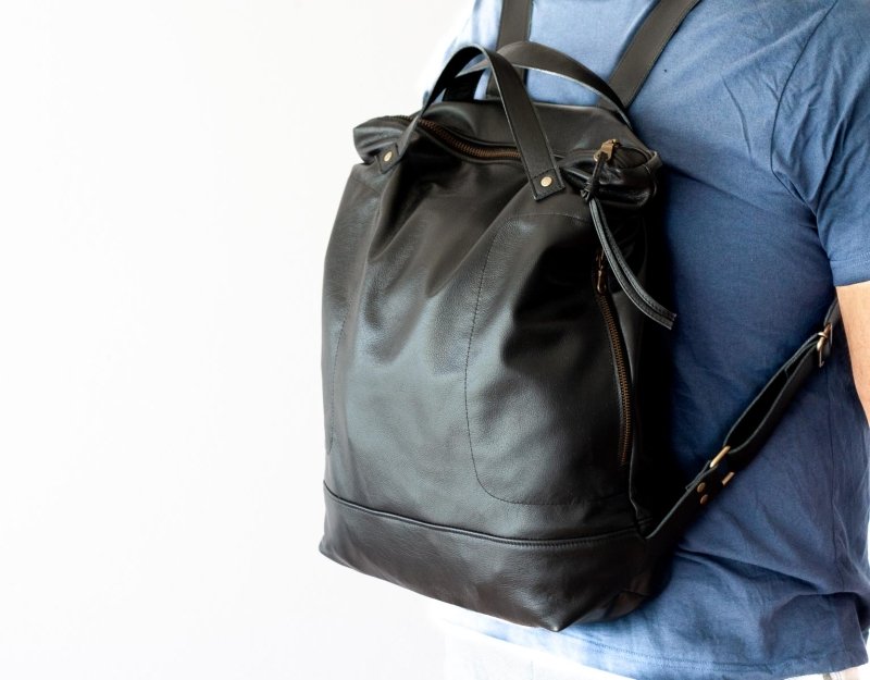 Minos backpack - Black leather - milloobags