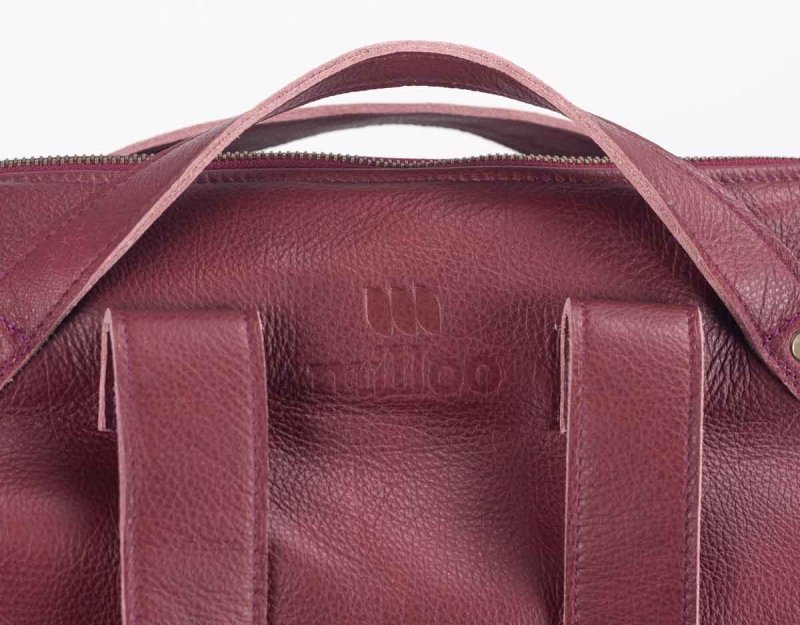 Minos backpack - Burgundy hand woven leather - milloobags