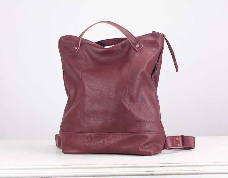 Minos backpack - Burgundy leather - milloobags