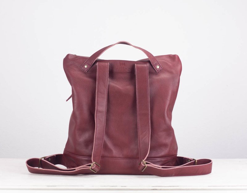 Minos backpack - Burgundy leather - milloobags
