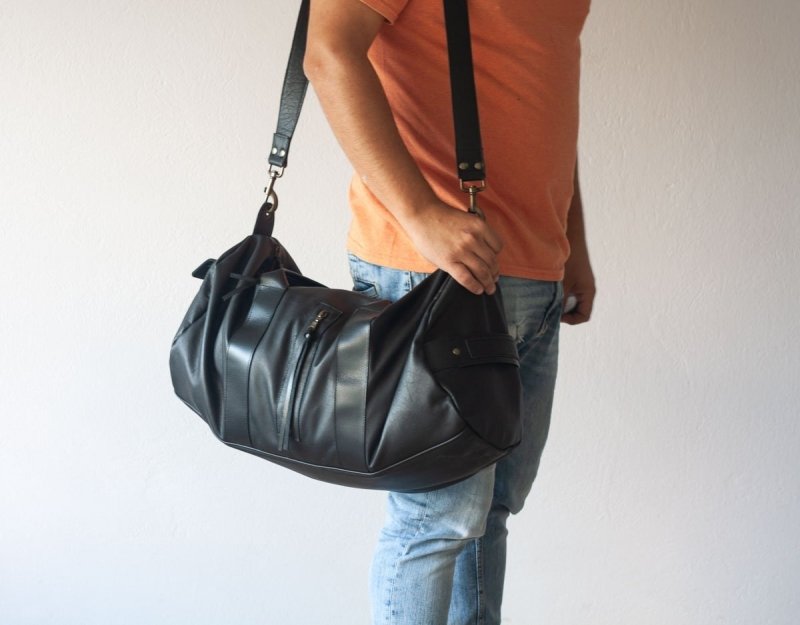 Nestor duffel bag - Black leather - milloobags