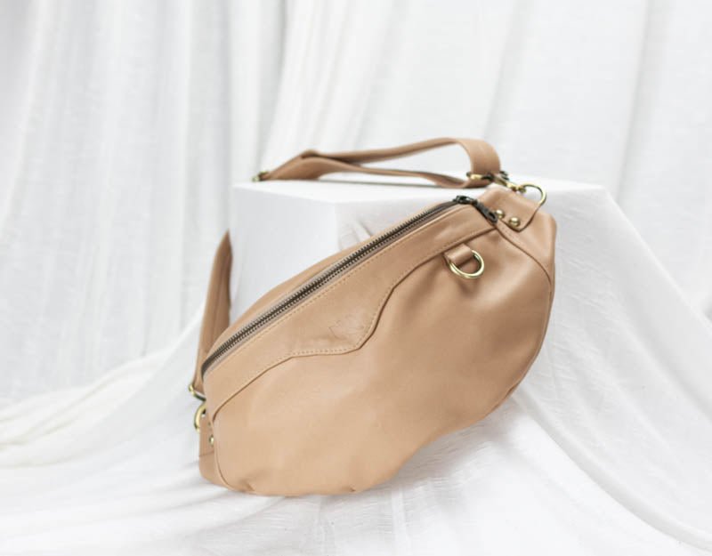 Haris fanny pack - Nude beige leather - milloobags