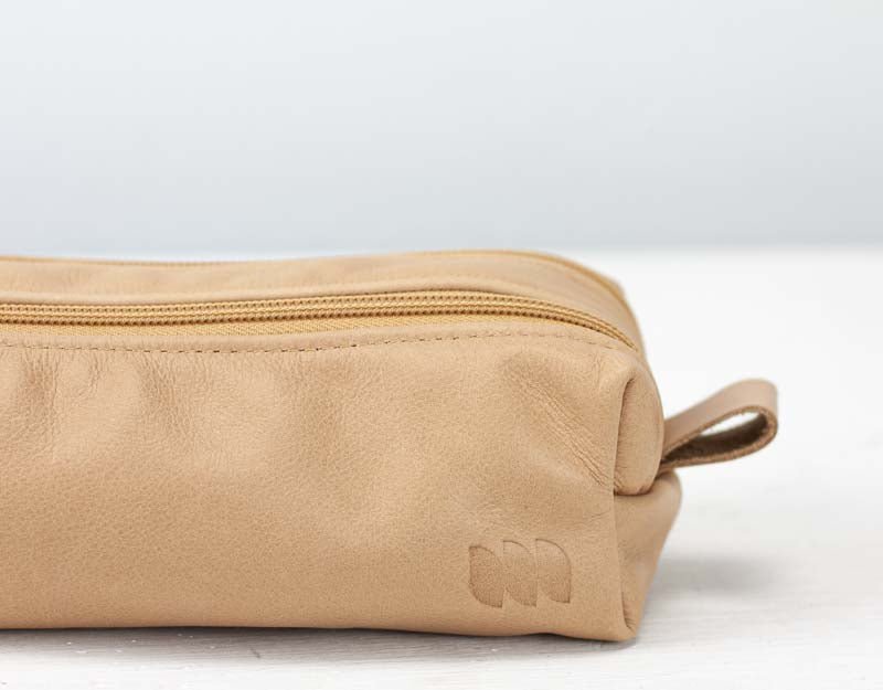 Rec Double case - Nude beige leather - milloobags