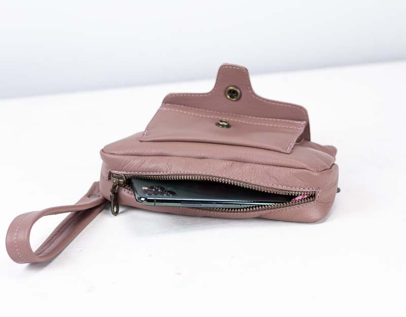 Thalia wallet - Old rose pink leather - milloobags