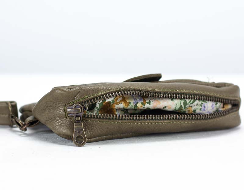 Thalia wallet - Olive green distressed leather - milloobags