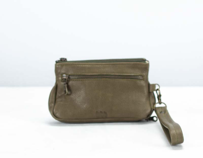 Thalia wallet - Olive green distressed leather - milloobags