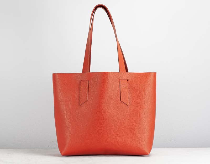 Calisto tote bag - Orange pebbled leather - milloobags