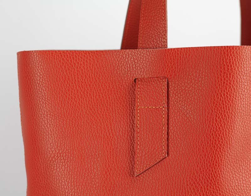 Calisto tote bag - Orange pebbled leather - milloobags