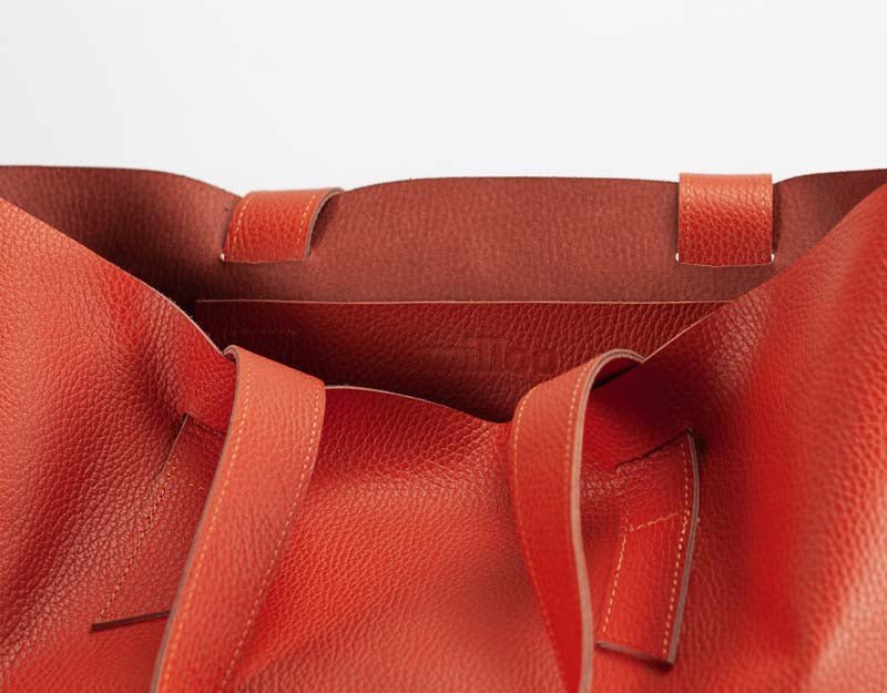 Calisto tote bag - Orange pebbled leather - milloobags
