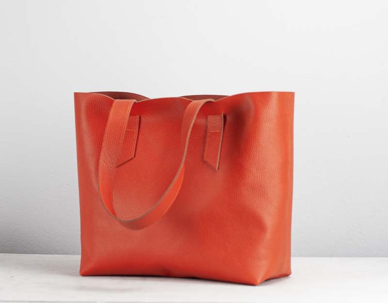 Calisto tote bag - Orange pebbled leather - milloobags