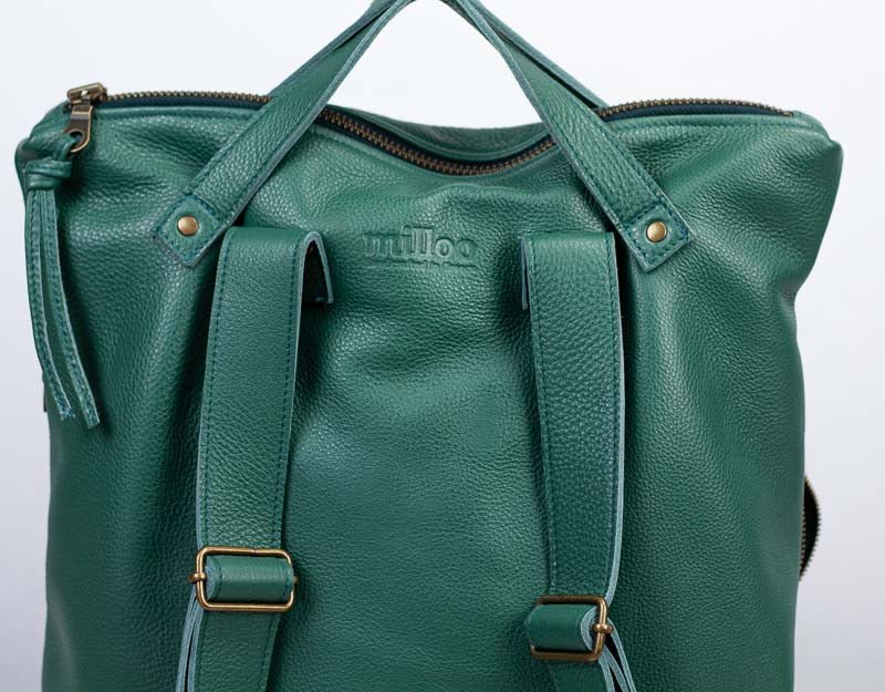 Minos backpack - Petrol green leather - milloobags