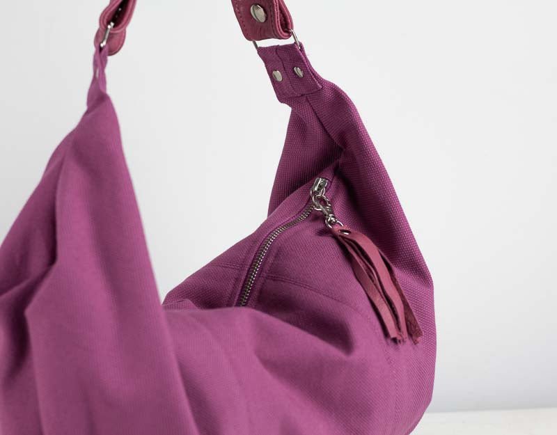 Kallia mini bag - Antique fuchsia canvas and leather - milloobags