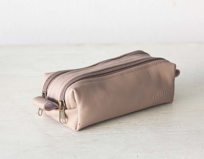 Rec Double case - Beige pink leather - milloobags