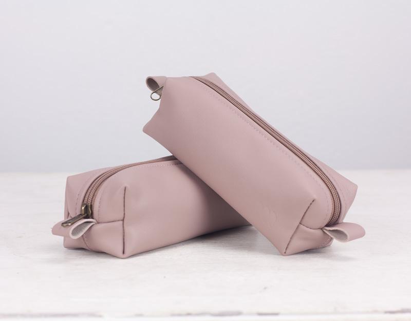Rec pencil case - Beige pink leather - milloobags