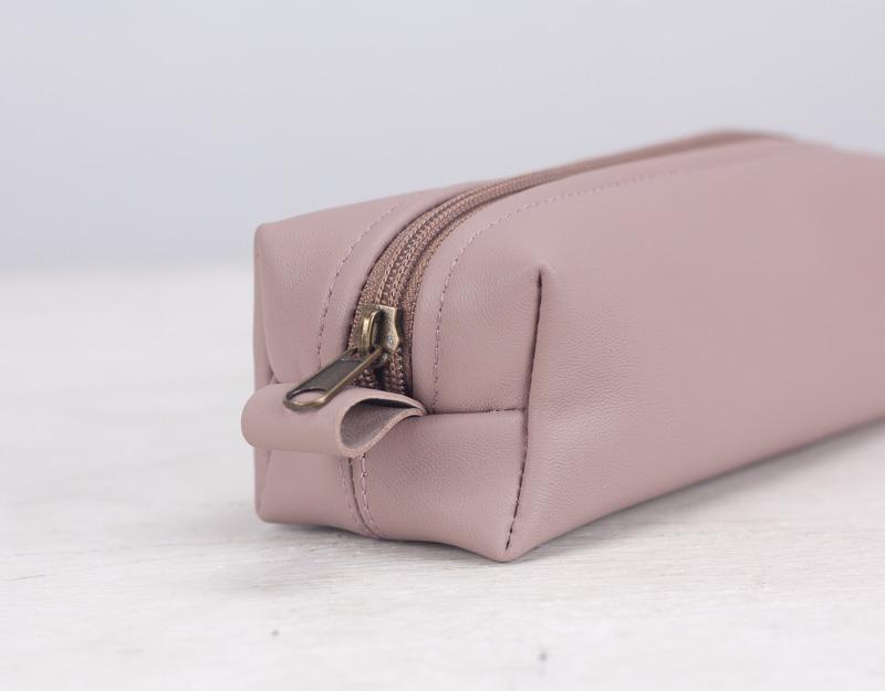 Rec pencil case - Beige pink leather - milloobags