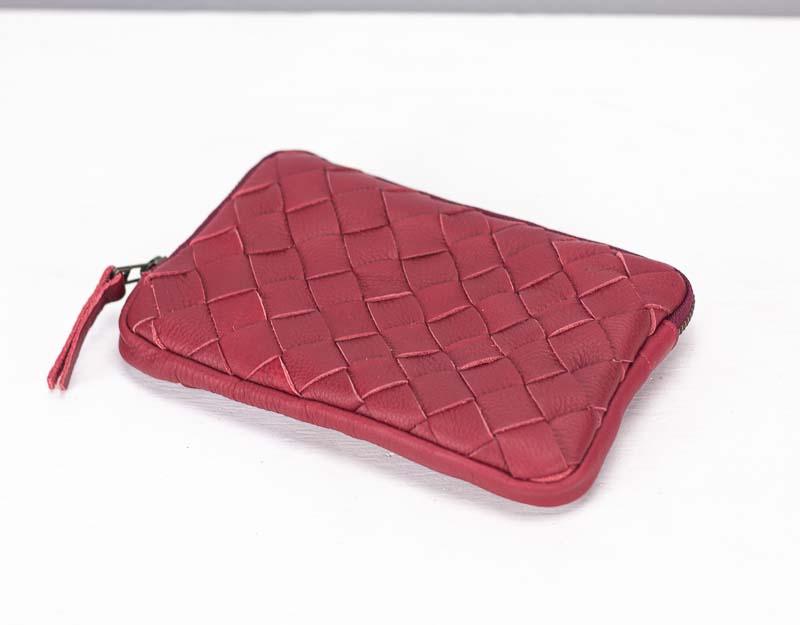 Chloe clutch wallet - Deep red handwoven leather - milloobags