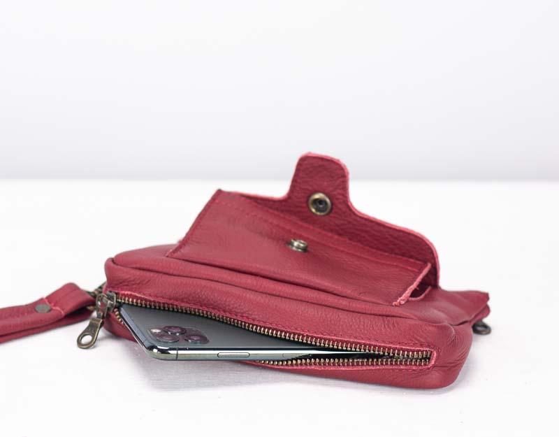 Thalia wallet - Deep red leather - milloobags