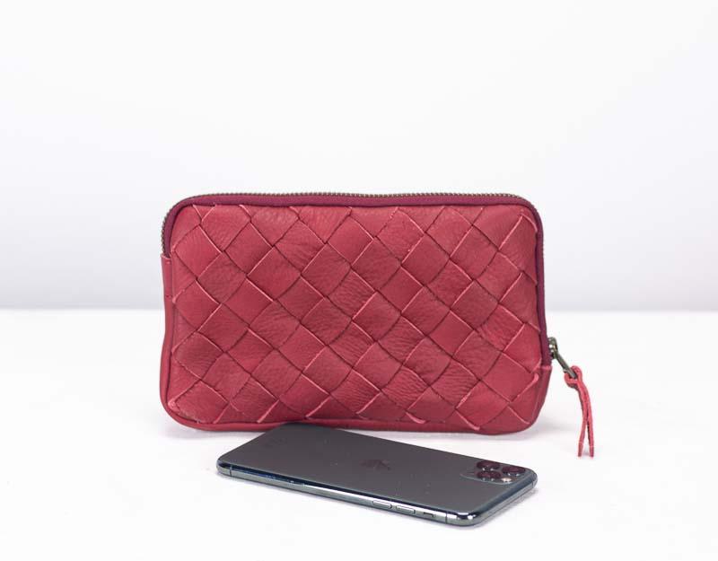 Chloe clutch wallet - Deep red handwoven leather - milloobags