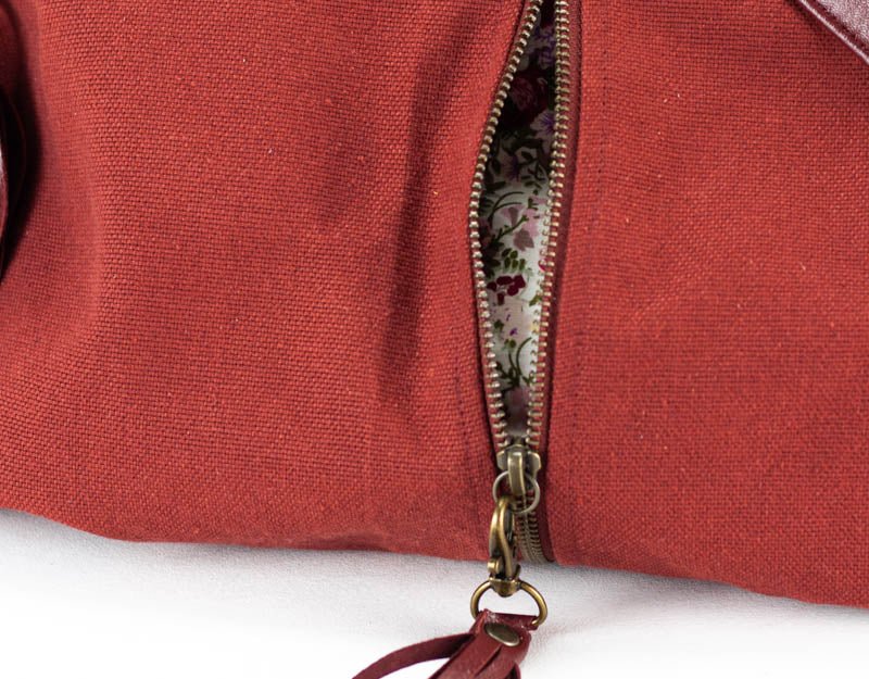 Kallia crossbody bag - Rusty red canvas and leather - milloobags