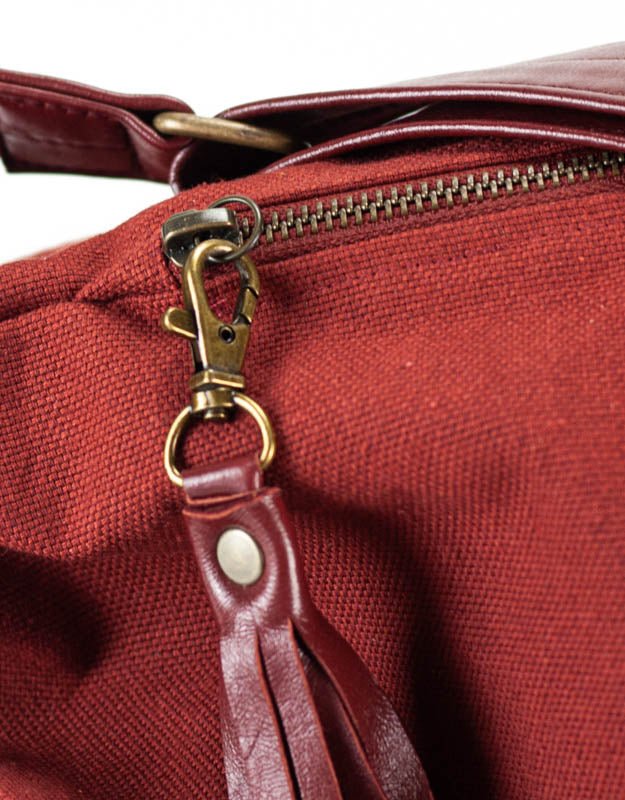 Kallia crossbody bag - Rusty red canvas and leather - milloobags