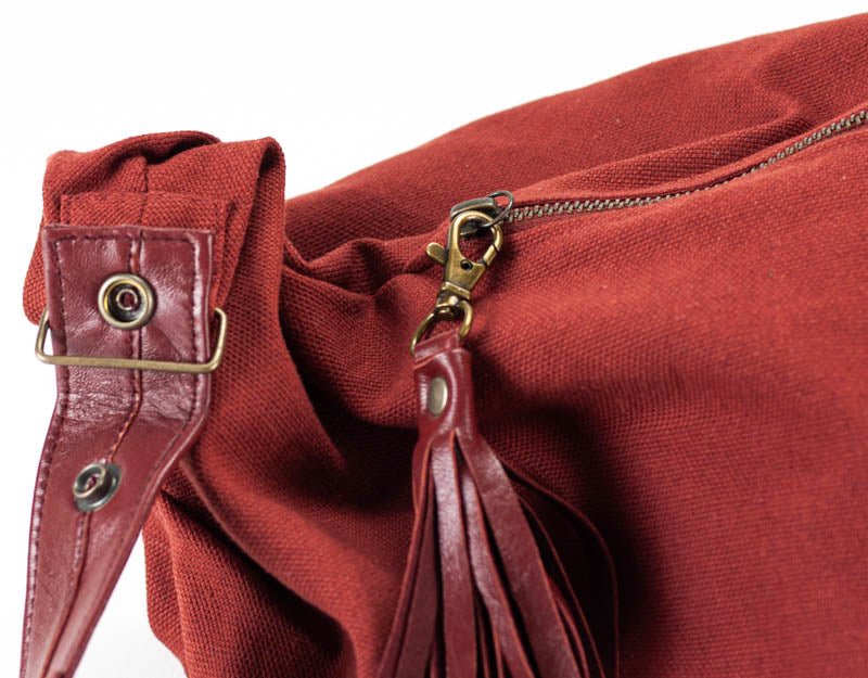 Kallia crossbody bag - Rusty red canvas and leather - milloobags