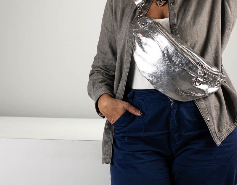 Haris fanny pack - Silver coated leather - milloobags