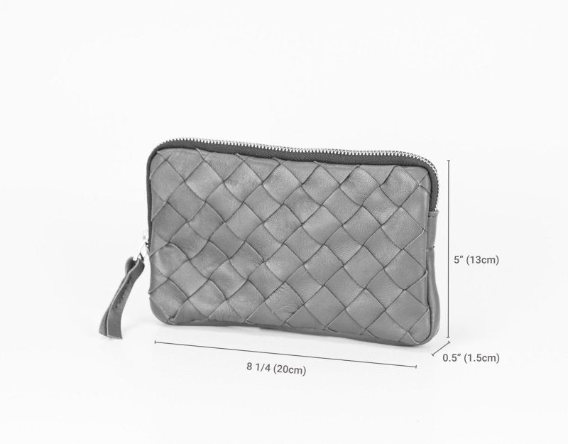 Chloe clutch wallet - Black handwoven leather - milloobags